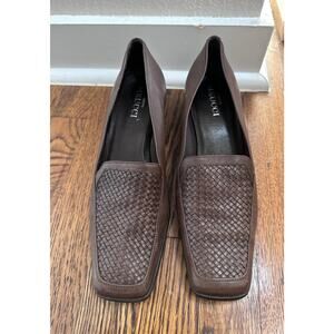 Meucci Sesto Womens size 9M brown leather italian woven loafers flats